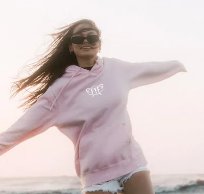 pink hoodie white fyf
